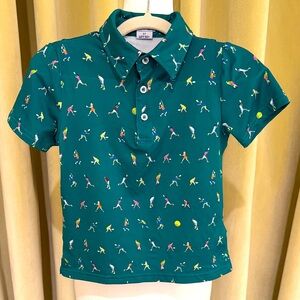 Blue Quail - Boys' Green Tennis Court Polo Short Sleeve Shirt - Size: 3T